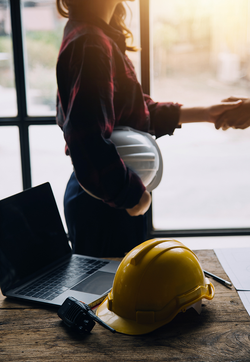 Construction concept of Engineer and Architect working at Constr