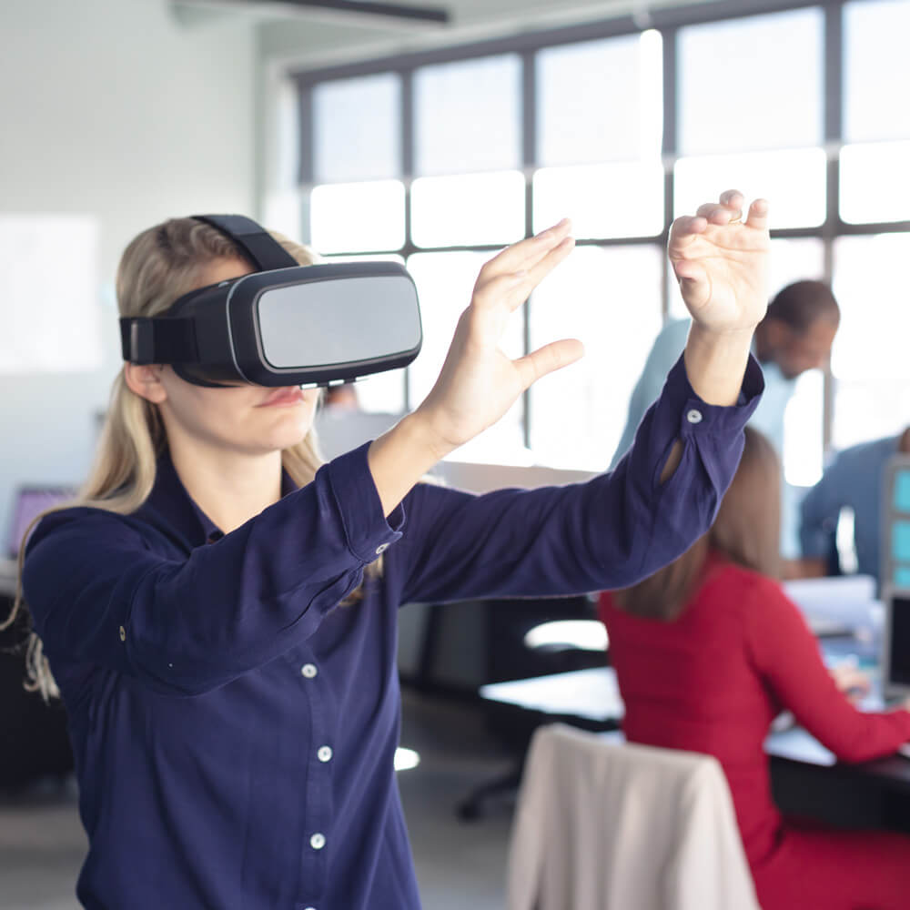 red-business-professional-work-using-vr